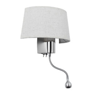 ELEGANT 01493 Μοντέρνο Φωτιστικό Τοίχου - Απλίκα Ξενοδοχείου Reading Light με Ντουί 1 x E27 LED 3W 360lm 36° AC 220-240V IP20 Θερμό Λευκό 2700K - Bridgelux COB Chip - Ασημί & Λευκό - Μ26 x Π16.5 x Υ33cm - 2 Χρόνια Εγγύηση