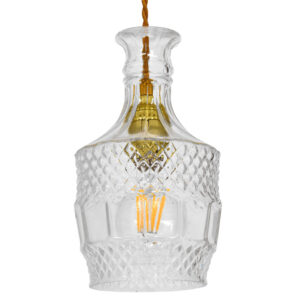 WHISKEY 01513 Vintage Κρεμαστό Φωτιστικό Οροφής με Ντουί 1 x E27 AC 220-240V IP20 - Διάφανο - Μ13 x Π13 x Υ22cm