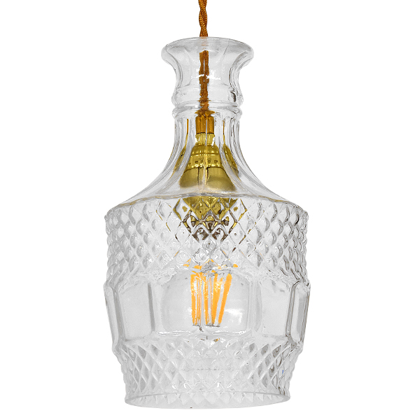 WHISKEY 01513 Vintage Κρεμαστό Φωτιστικό Οροφής με Ντουί 1 x E27 AC 220-240V IP20 - Διάφανο - Μ13 x Π13 x Υ22cm