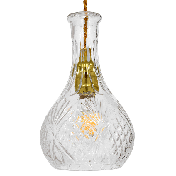 WHISKEY 01514 Vintage Κρεμαστό Φωτιστικό Οροφής με Ντουί 1 x E27 AC 220-240V IP20 - Διάφανο - Μ14 x Π14 x Υ23cm