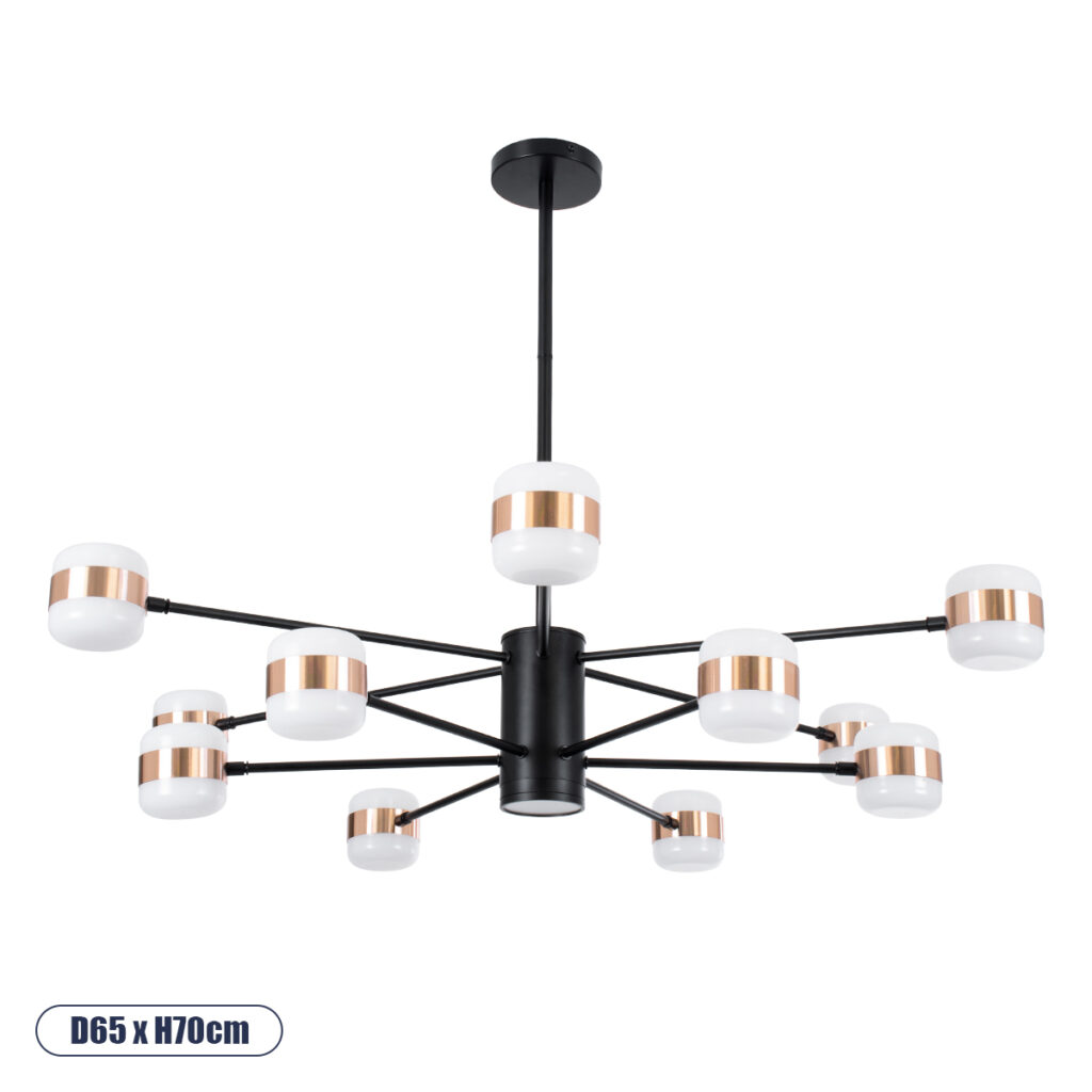 ORNATE 01553 Μοντέρνο Φωτιστικό Οροφής LED 104W 8320lm 360° AC 220-240V IP20 Φυσικό Λευκό 4500K - Lumileds SMD Chip - Μαύρο & Χάλκινο - Μ65 x Π65 x Υ70cm - 2 Χρόνια Εγγύηση