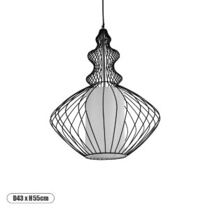 LILY 01558 Vintage Κρεμαστό Φωτιστικό Οροφής με Ντουί 1 x E27 AC 220-240V IP20 - Μαύρο & Λευκό - Μ43 x Π43 x Υ55cm