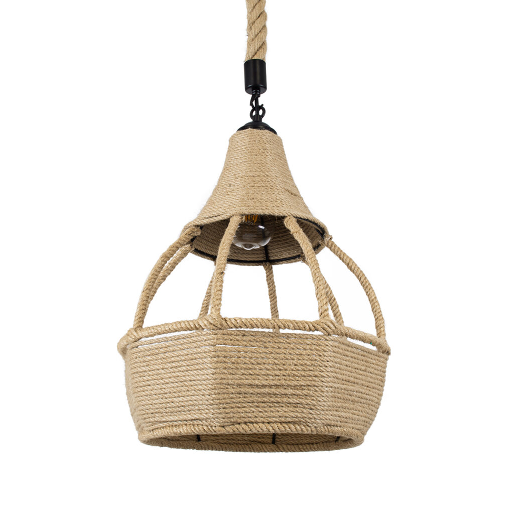 KUBRIC 01605 Boho Κρεμαστό Φωτιστικό Οροφής με Ντουί 1 x E27 AC 220-240V IP20 - Μπεζ - Μ30 x Π30 x Y40cm