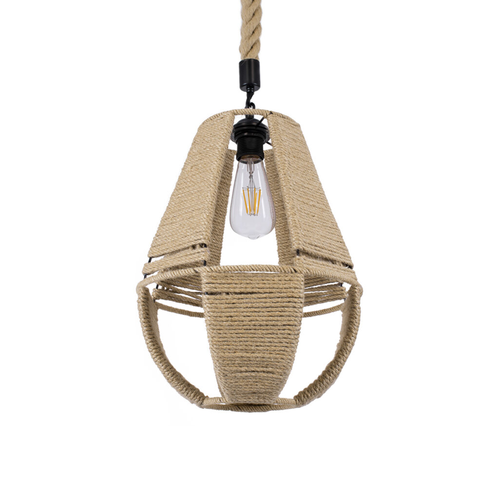 POLIA 01608 Boho Κρεμαστό Φωτιστικό Οροφής με Ντουί 1 x E27 AC 220-240V IP20 - Μπεζ - Μ30 x Π30 x Y42cm