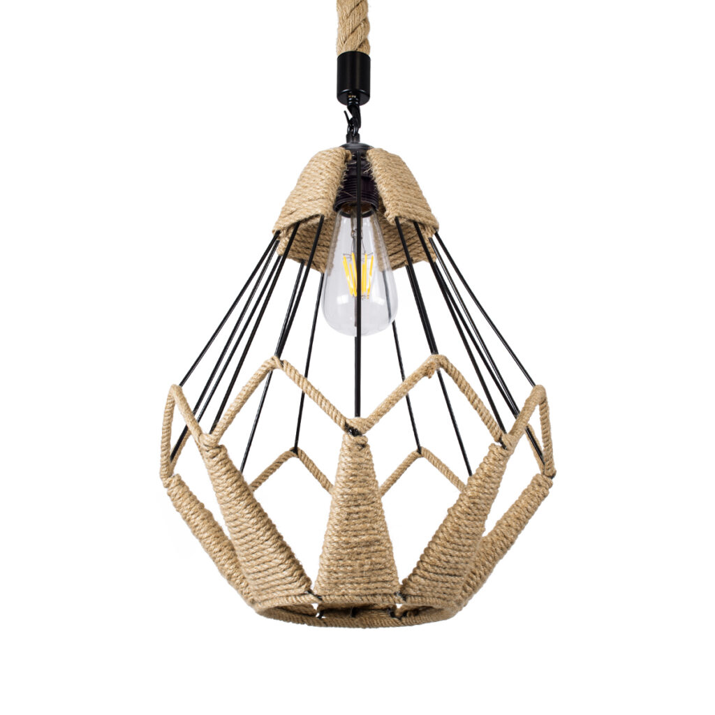 CONICAL 01617 Vintage Κρεμαστό Φωτιστικό Οροφής με Ντουί 1 x E27 AC 220-240V IP20 - Μαύρο & Μπεζ - Μ30 x Π30 x Υ40cm