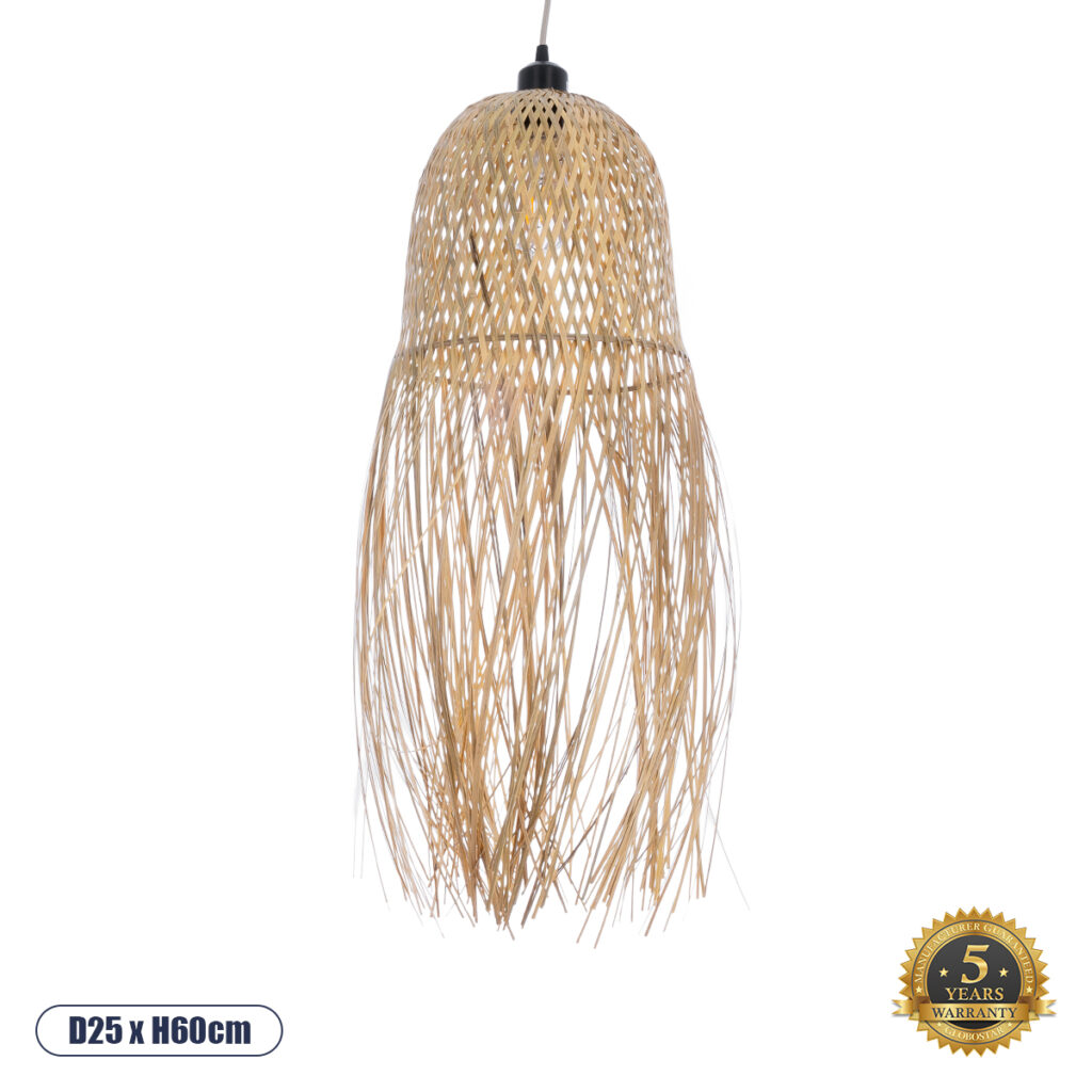 MANILA 01713 Boho Κρεμαστό Φωτιστικό Οροφής με Ντουί 1 x E27 AC 220-240V IP20 - Μπεζ - Μ25 x Π25 x Υ60cm