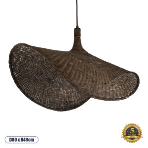 CUBA 01768 Boho Κρεμαστό Φωτιστικό Οροφής με Ντουί 1 x E27 AC 220-240V IP20 - Καφέ - Μ80 x Π80 x Υ49cm