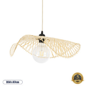 MELEMELE 01840 Boho Κρεμαστό Φωτιστικό Οροφής με Ντουί 1 x E27 AC 220-240V IP20 - Μπεζ - Μ50 x Π50 x Υ7cm