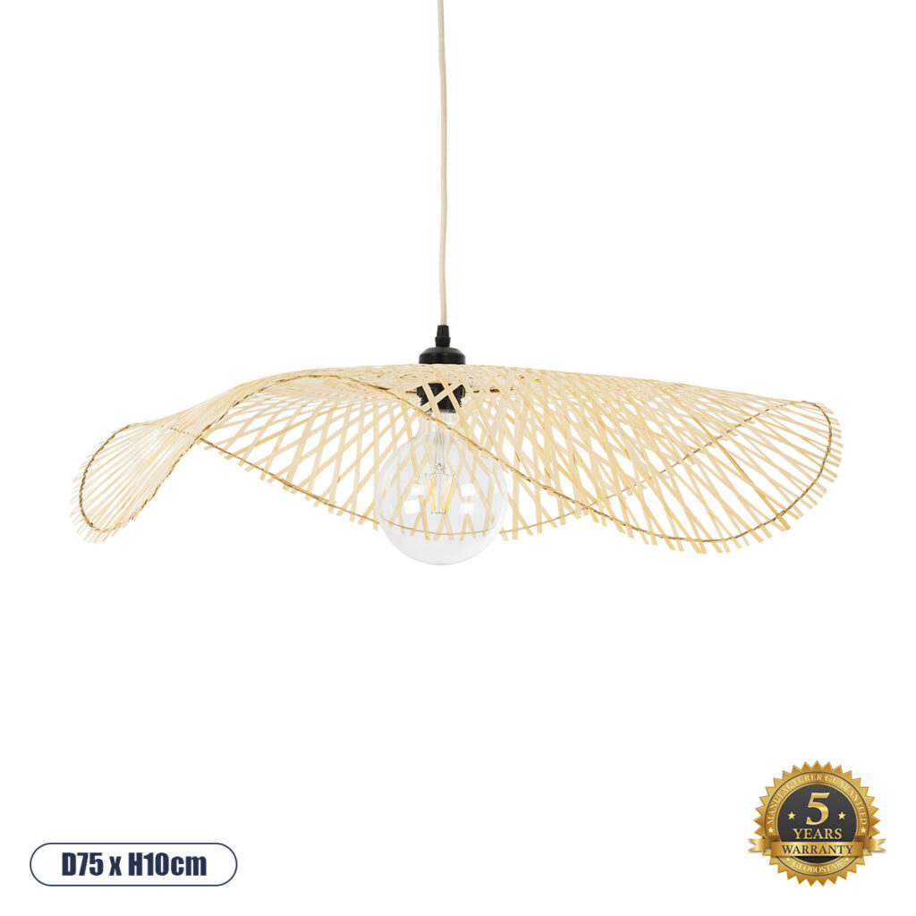 MELEMELE 01841 Boho Κρεμαστό Φωτιστικό Οροφής με Ντουί 1 x E27 AC 220-240V IP20 - Μπεζ - Μ75 x Π75 x Υ10cm