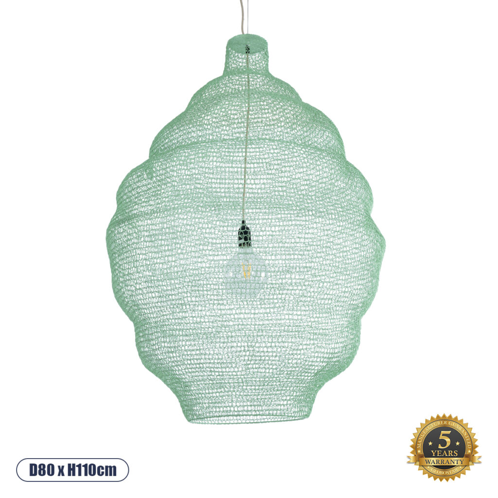 KENTUCKY 01903 Vintage Κρεμαστό Φωτιστικό Οροφής με Ντουί 1 x E27 AC 220-240V IP20 - Τιρκουάζ - Μ80 x Π80 x Y110cm
