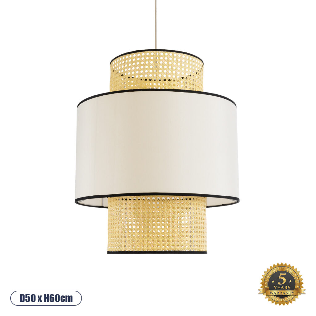 SAIGE 01917 Boho Κρεμαστό Φωτιστικό Οροφής με Ντουί 1 x E27 AC 220-240V IP20 - Μπεζ & Μαύρο - Μ50 x Π50 x Υ60cm