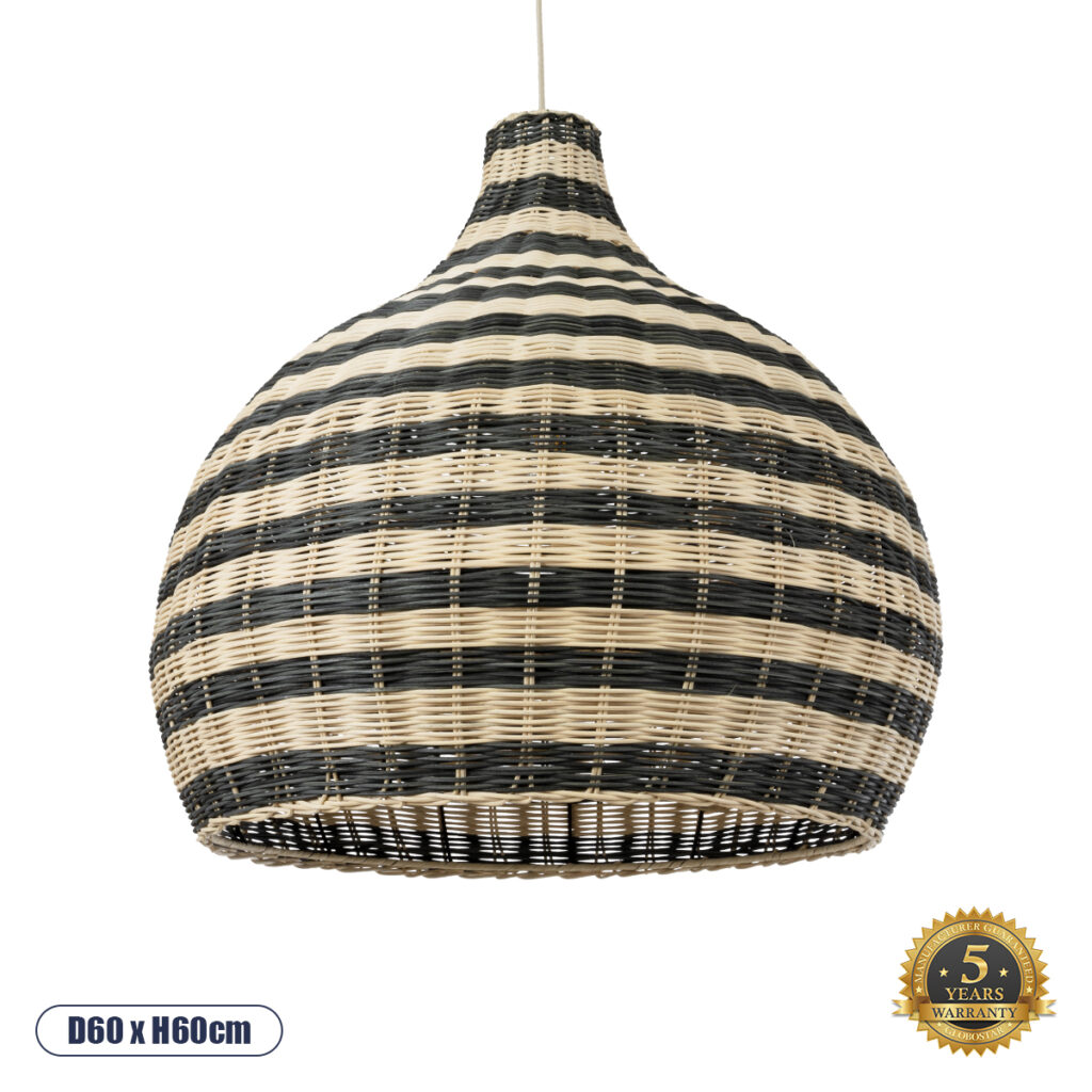 JAMAICA 01955 Boho Κρεμαστό Φωτιστικό Οροφής με Ντουί 1 x E27 AC 220-240V IP20 - Μπεζ & Λαδί - Μ60 x Π60 x Υ60cm