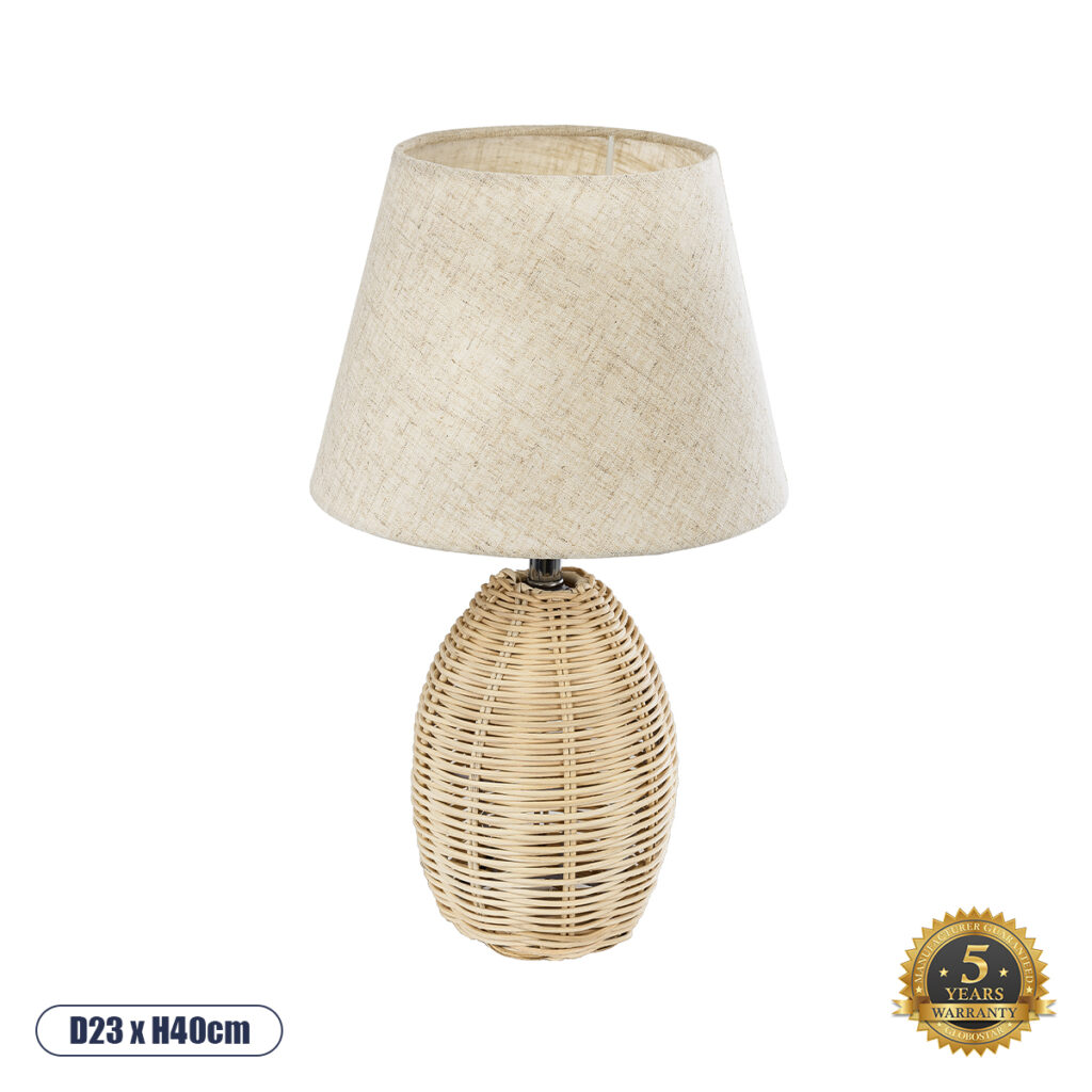 HASUMI 01956 Boho Επιτραπέζιο Φωτιστικό Πορτατίφ με Ντουί 1 x E27 AC 220-240V IP20 - Μπεζ - Μ23 x Π23 x Υ40cm