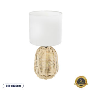 HASUMI 01958 Boho Επιτραπέζιο Φωτιστικό Πορτατίφ με Ντουί 1 x E27 AC 220-240V IP20 - Μπεζ & Λευκό - Μ18 x Π18 x Υ36cm