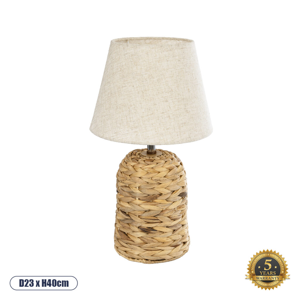 HOLOKAI 01960 Boho Επιτραπέζιο Φωτιστικό Πορτατίφ με Ντουί 1 x E27 AC 220-240V IP20 - Μπεζ & Λευκό - Μ23 x Π23 x Υ40cm