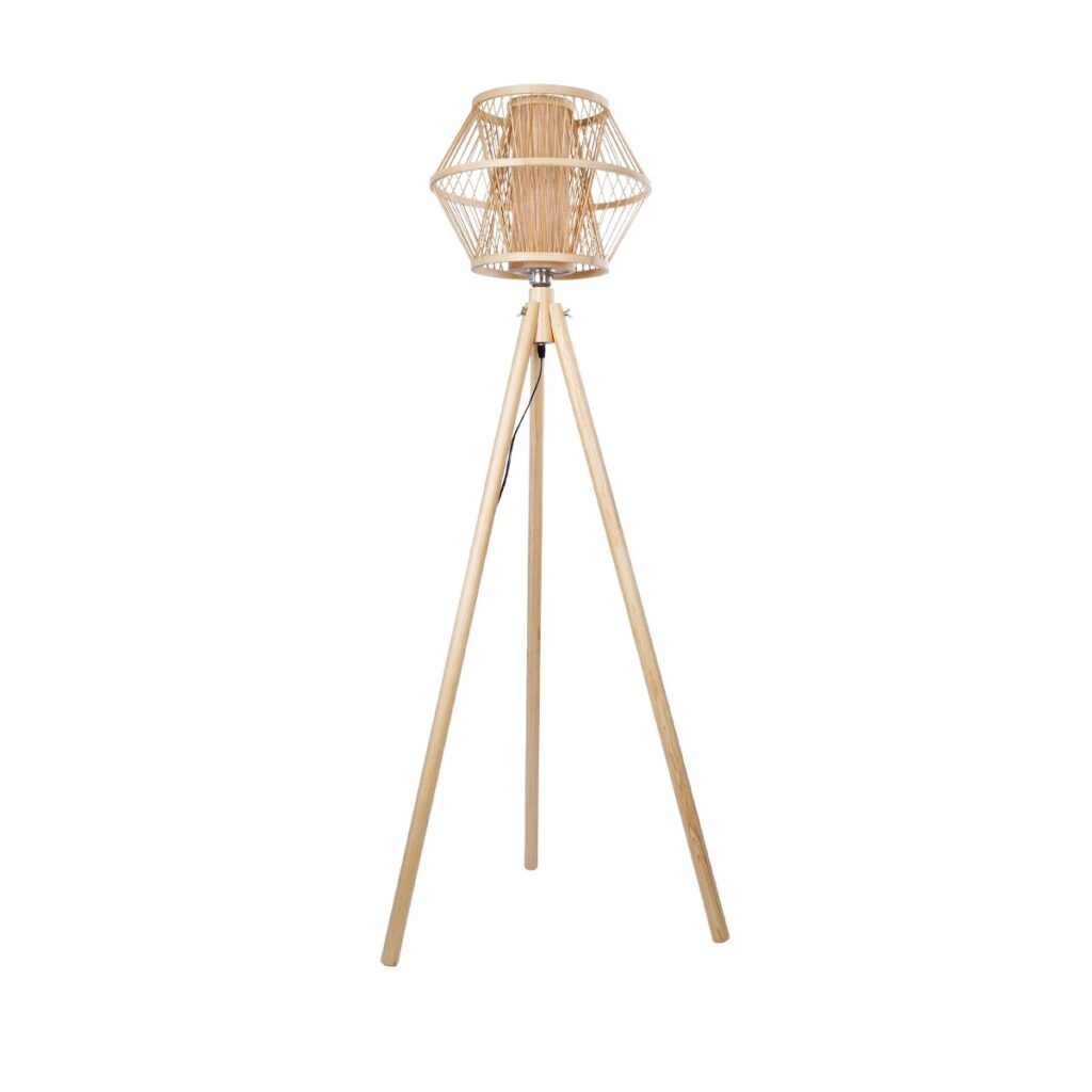POPPY 01985 Boho Επιδαπέδιο Φωτιστικό με Ντουί 1 x E27 AC 220-240V IP20 - Μπεζ - Μ58 x Π58 x Υ151cm