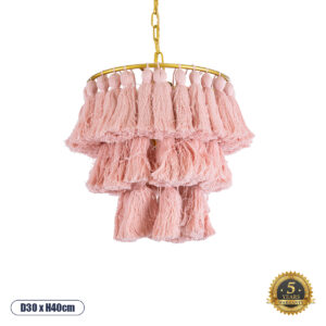 MISSOULA 02086 Boho Κρεμαστό Φωτιστικό Οροφής με Ντουί 1 x E27 AC 220-240V IP20 - Ροζ & Χρυσό - Μ30 x Π30 x Υ40cm