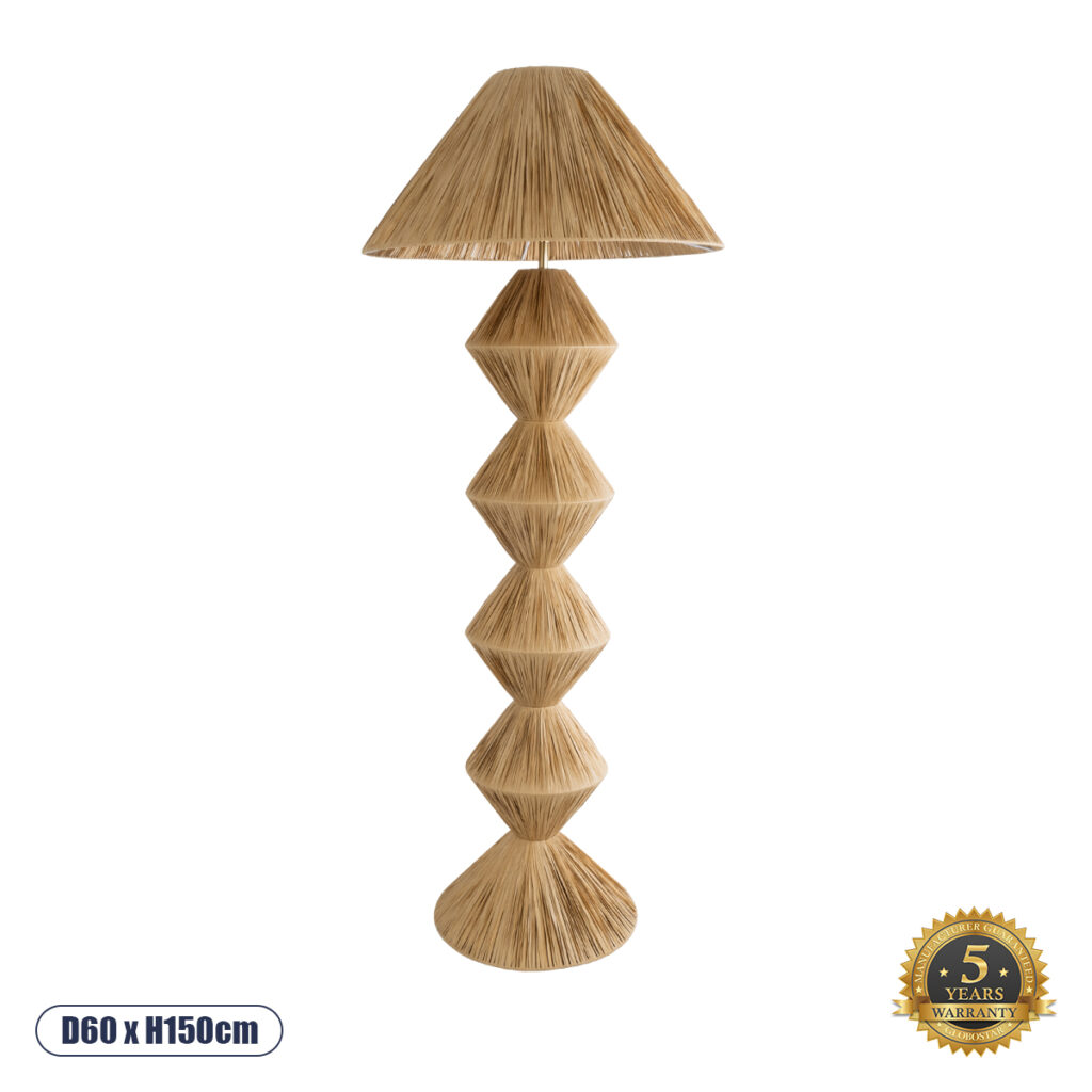 LUANA 02108 Boho Επιδαπέδιο Φωτιστικό με Ντουί 1 x E27 AC 220-240V IP20 - Μπεζ - Μ60 x Π60 x Υ150cm