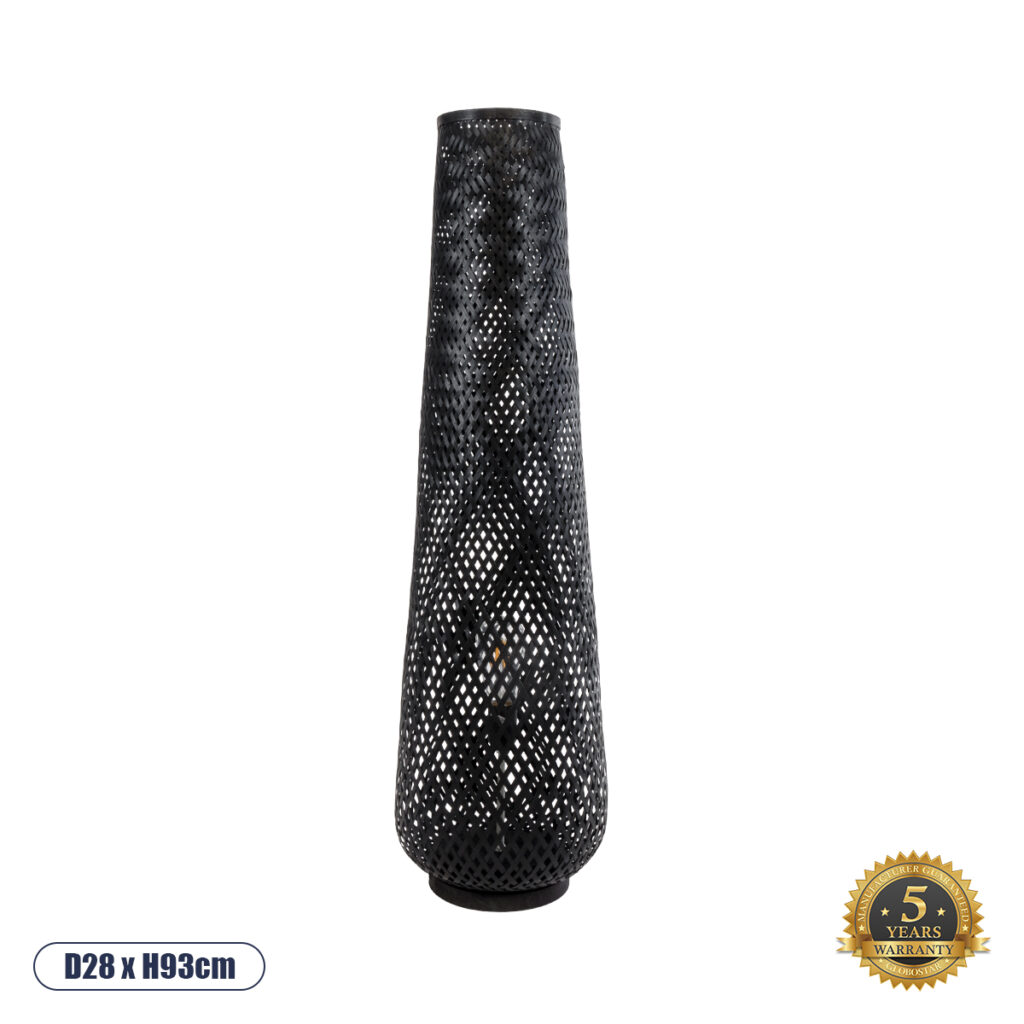 MAMIZU 02110 Boho Επιδαπέδιο Φωτιστικό με Ντουί 1 x E27 AC 220-240V IP20 - Μαύρο - Μ28 x Π28 x Υ93cm