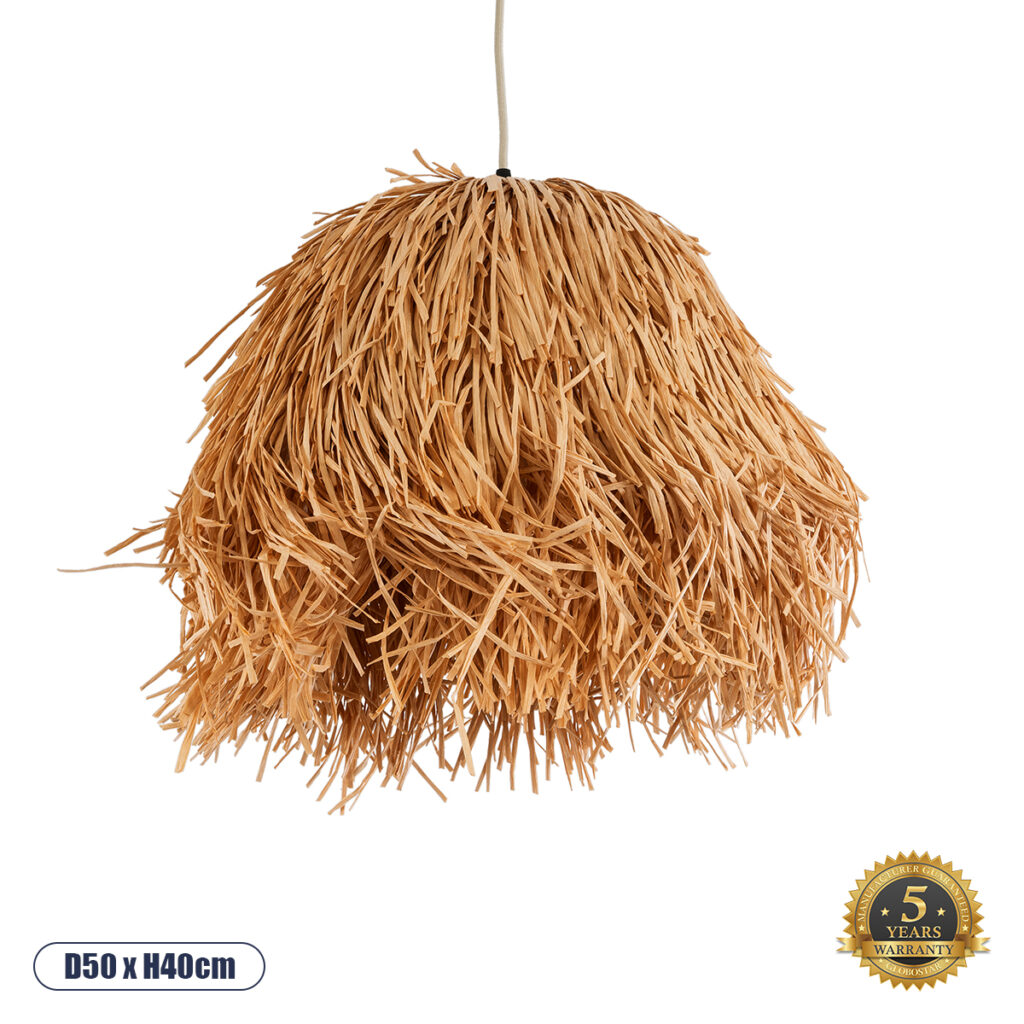 GUADELOUPE 02154 Boho Κρεμαστό Φωτιστικό Οροφής με Ντουί 1 x E27 AC 220-240V IP20 - Μπεζ - Μ50 x Π50 x Υ40cm
