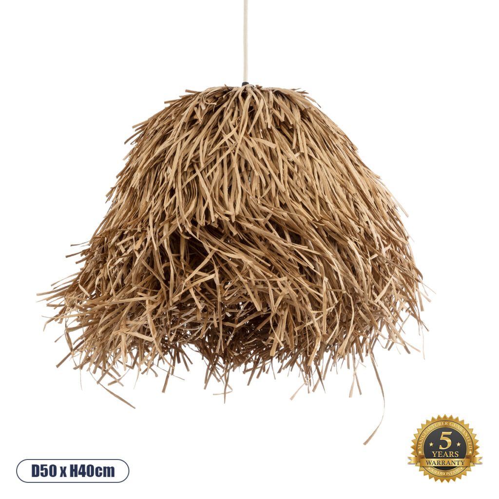 GUADELOUPE 02157 Boho Κρεμαστό Φωτιστικό Οροφής με Ντουί 1 x E27 AC 220-240V IP20 - Μπεζ - Μ50 x Π50 x Υ40cm