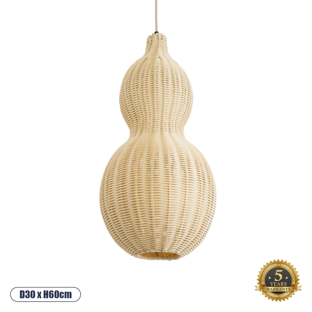 KINGSTOWN 02168 Boho Κρεμαστό Φωτιστικό Οροφής με Ντουί 1 x E27 AC 220-240V IP20 - Μπεζ - Μ30 x Π30 x Υ60cm
