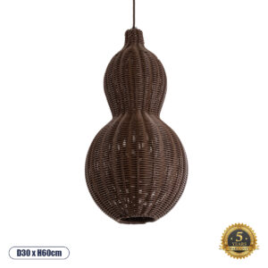 KINGSTOWN 02169 Boho Κρεμαστό Φωτιστικό Οροφής με Ντουί 1 x E27 AC 220-240V IP20 - Καφέ - Μ30 x Π30 x Υ60cm