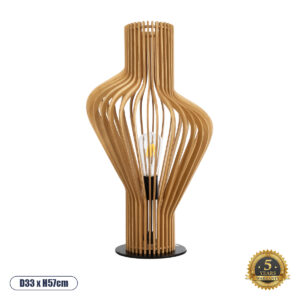 MIHIRO 02176 Boho Επιτραπέζιο Φωτιστικό Πορτατίφ με Ντουί 1 x E27 AC 220-240V IP20 - Μπεζ& Μαύρο - Μ33 x Π33 x Υ57cm