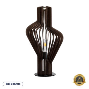 MIHIRO 02177 Boho Επιτραπέζιο Φωτιστικό Πορτατίφ με Ντουί 1 x E27 AC 220-240V IP20 - Καφέ & Μαύρο - Μ33 x Π33 x Υ57cm
