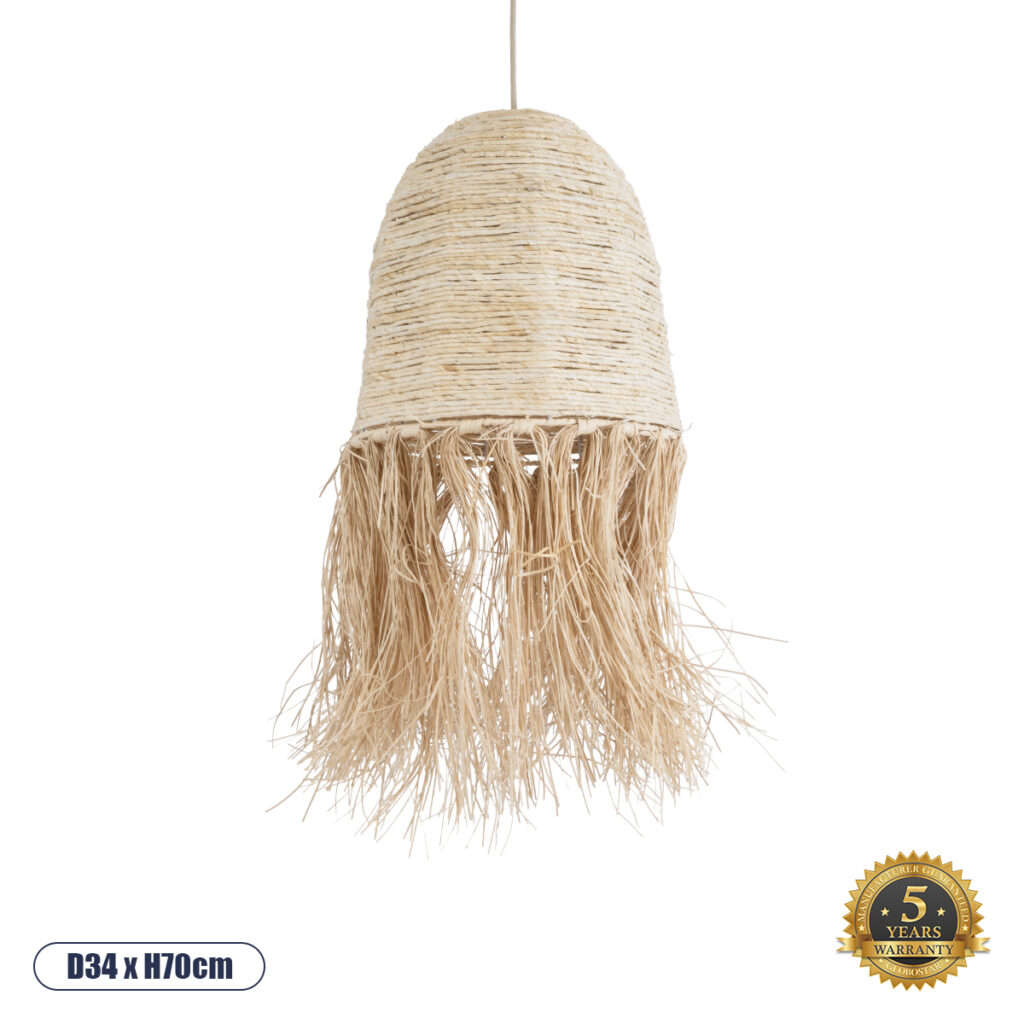 AREMBEPE 02178 Boho Κρεμαστό Φωτιστικό Οροφής με Ντουί 1 x E27 AC 220-240V IP20 - Μπεζ - Μ34 x Π34 x Υ70cm