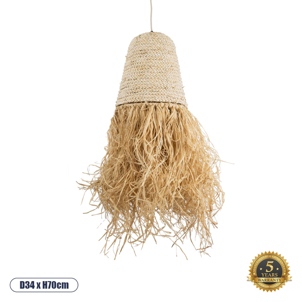 LETA 02189 Boho Κρεμαστό Φωτιστικό Οροφής με Ντουί 1 x E27 AC 220-240V IP20 - Μπεζ - Μ34 x Π34 x Υ70cm