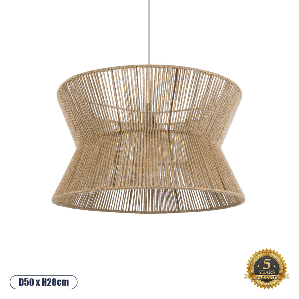 BISBEE 02204 Boho Κρεμαστό Φωτιστικό Οροφής με Ντουί 1 x E27 AC 220-240V IP20 - Μπεζ - Μ50 x Π50 x Υ28cm