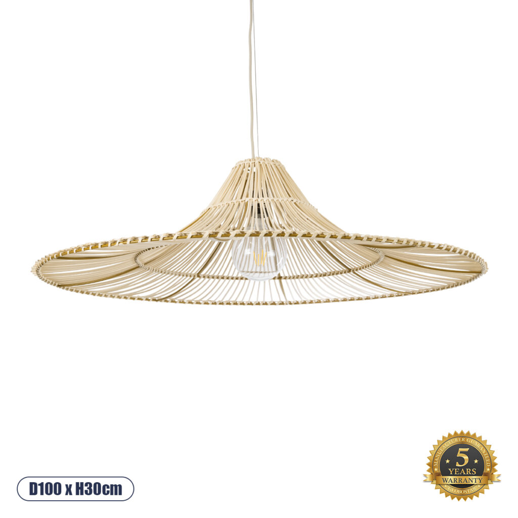 PALERMO 02209 Boho Κρεμαστό Φωτιστικό Οροφής με Ντουί 1 x E27 AC 220-240V IP20 - Μπεζ - Μ100 x Π100 x Υ30cm