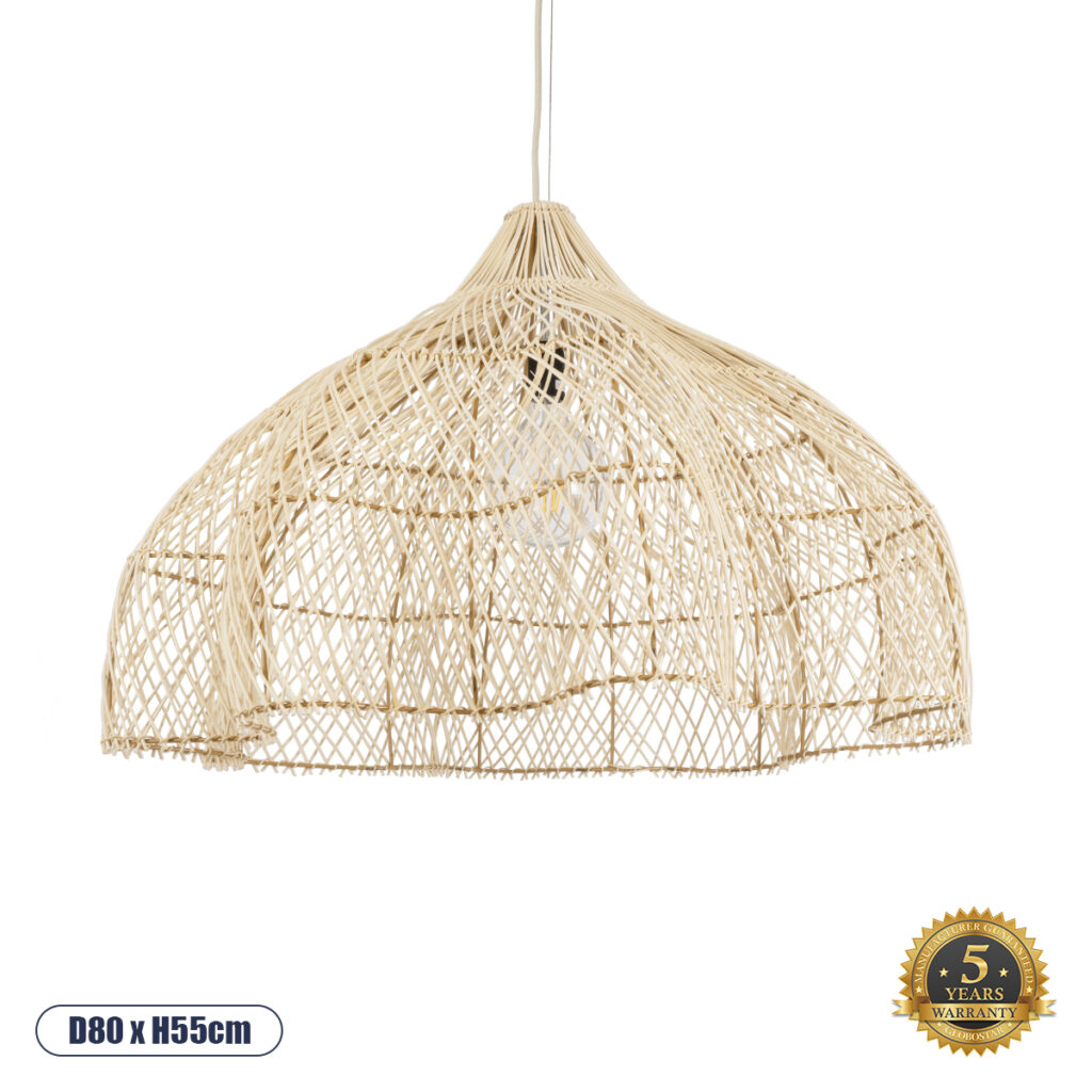 ADEJE 02211 Boho Κρεμαστό Φωτιστικό Οροφής με Ντουί 1 x E27 AC 220-240V IP20 - Μπεζ - Μ80 x Π80 x Υ55cm