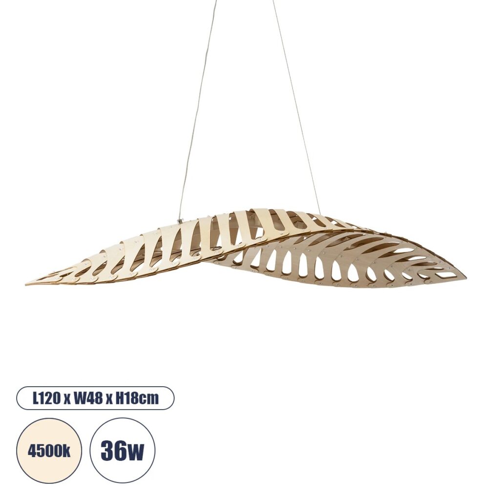 NANI 02285 Μοντέρνο Κρεμαστό Φωτιστικό Οροφής LED 36W 2880lm 120° AC 220-240V IP20 Φυσικό Λευκό 4500K - Lumileds SMD Chip - Μπεζ - Μ120 x Π48 x Υ18cm - 2 Χρόνια Εγγύηση