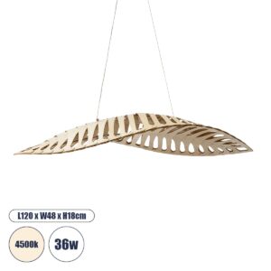 NANI 02285 Μοντέρνο Κρεμαστό Φωτιστικό Οροφής LED 36W 2880lm 120° AC 220-240V IP20 Φυσικό Λευκό 4500K - Lumileds SMD Chip - Μπεζ - Μ120 x Π48 x Υ18cm - 2 Χρόνια Εγγύηση