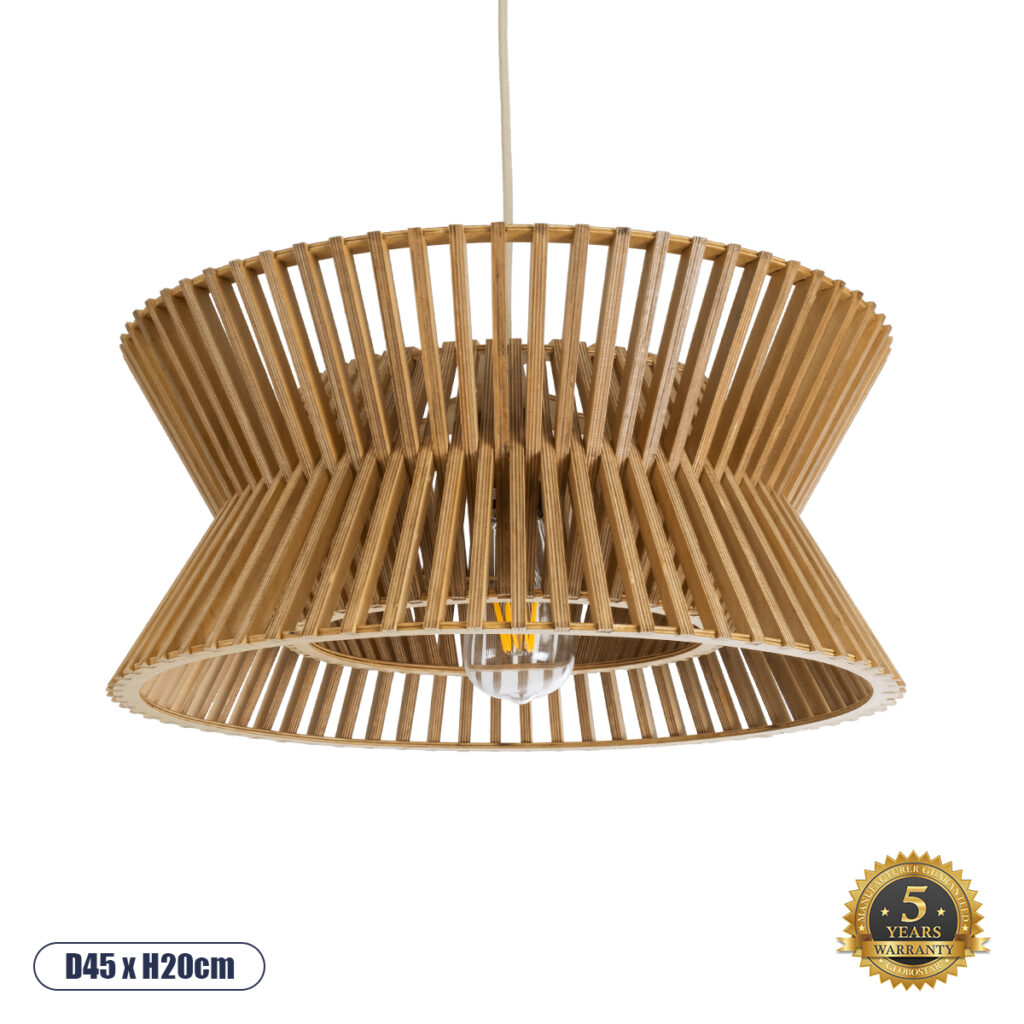 BIMINI 02287 Boho Κρεμαστό Φωτιστικό Οροφής με Ντουί 1 x E27 AC 220-240V IP20 - Καφέ - Μ45 x Π45 x Υ20cm