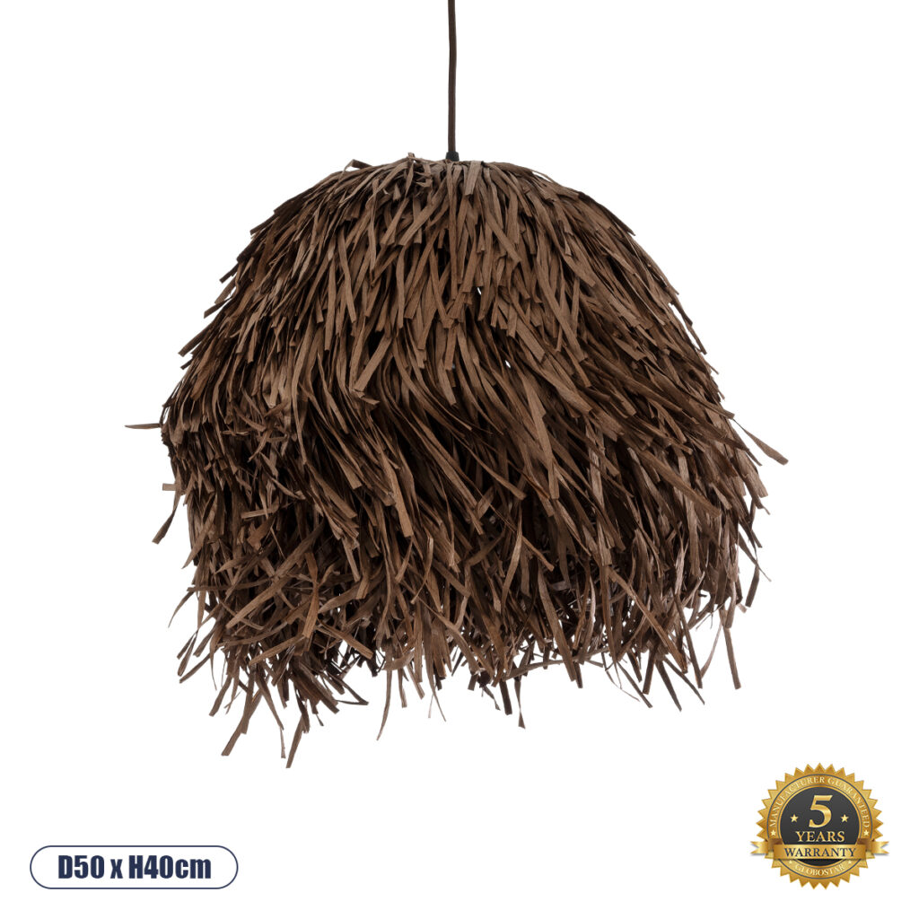 GUADELOUPE 02293 Boho Κρεμαστό Φωτιστικό Οροφής με Ντουί 1 x E27 AC 220-240V IP20 - Καφέ - Μ50 x Π50 x Υ40cm