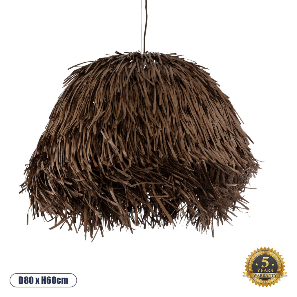 GUADELOUPE 02294 Boho Κρεμαστό Φωτιστικό Οροφής με Ντουί 1 x E27 AC 220-240V IP20 - Καφέ - Μ80 x Π80 x Υ60cm