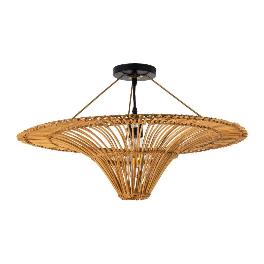 PALERMO 02308 Boho Φωτιστικό Οροφής με Ντουί 1 x E27 AC 220-240V IP20 - Καφέ - Μ60 x Π60 x Υ36cm