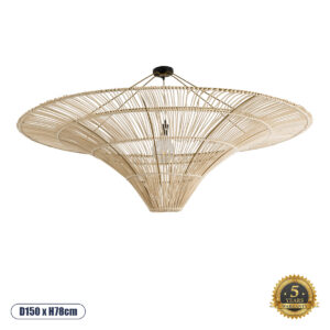 PALERMO 02309 Boho Φωτιστικό Οροφής με Ντουί 1 x E27 AC 220-240V IP20 - Μπεζ - Μ150 x Π150 x Υ78cm