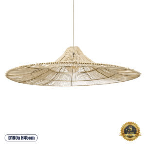 PALERMO 02311 Boho Κρεμαστό Φωτιστικό Οροφής με Ντουί 1 x E27 AC 220-240V IP20 - Μπεζ - Μ160 x Π160 x Υ45cm