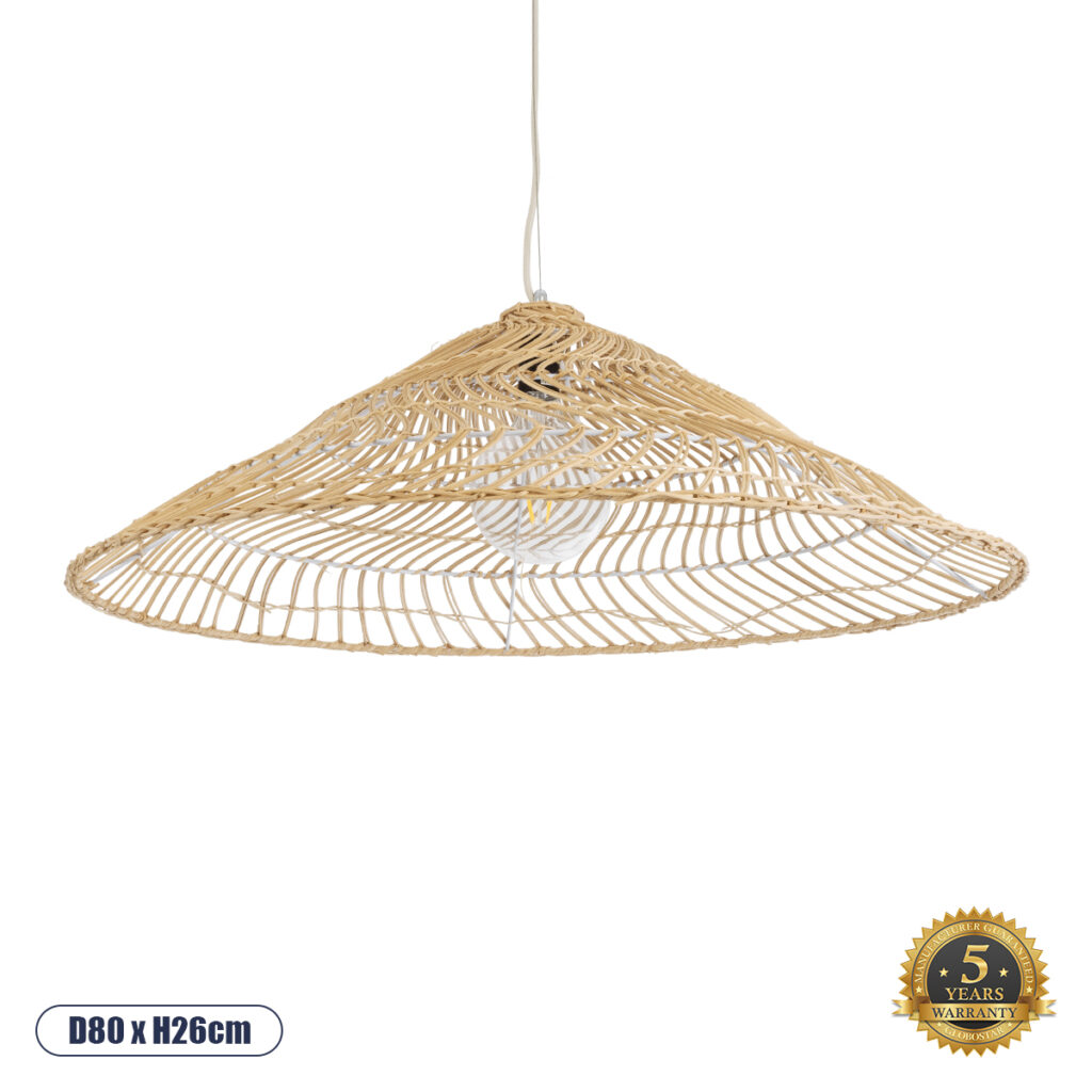 KAIA 02347 Boho Κρεμαστό Φωτιστικό Οροφής με Ντουί 1 x E27 AC 220-240V IP20 - Μπεζ - Μ80 x Π80 x Υ26cm