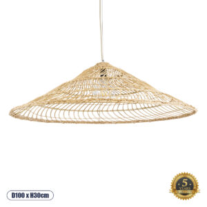 KAIA 02348 Boho Κρεμαστό Φωτιστικό Οροφής με Ντουί 1 x E27 AC 220-240V IP20 - Μπεζ - Μ100 x Π100 x Υ30cm