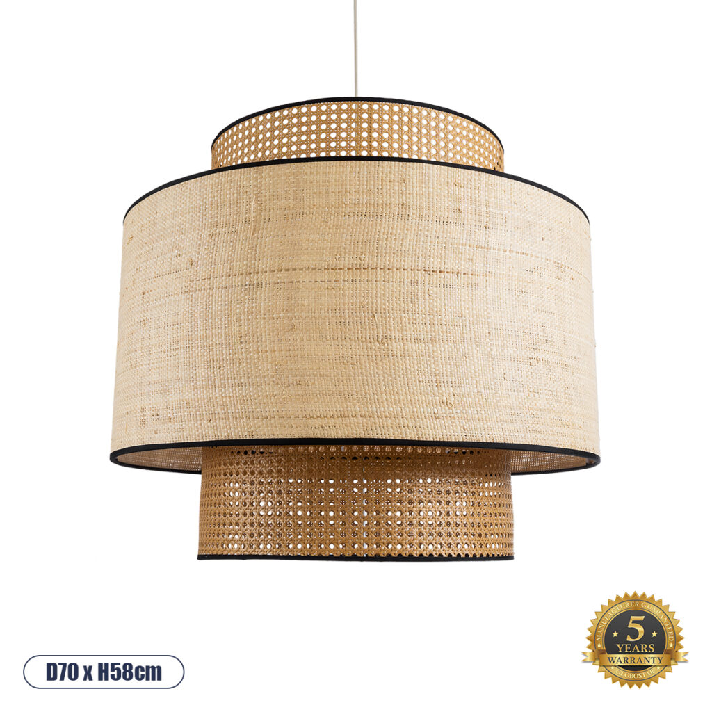 BRAVADO 02387 Boho Κρεμαστό Φωτιστικό Οροφής με Ντουί 1 x E27 AC 220-240V IP20 - Μπεζ - Μ70 x Π70 x Υ58cm