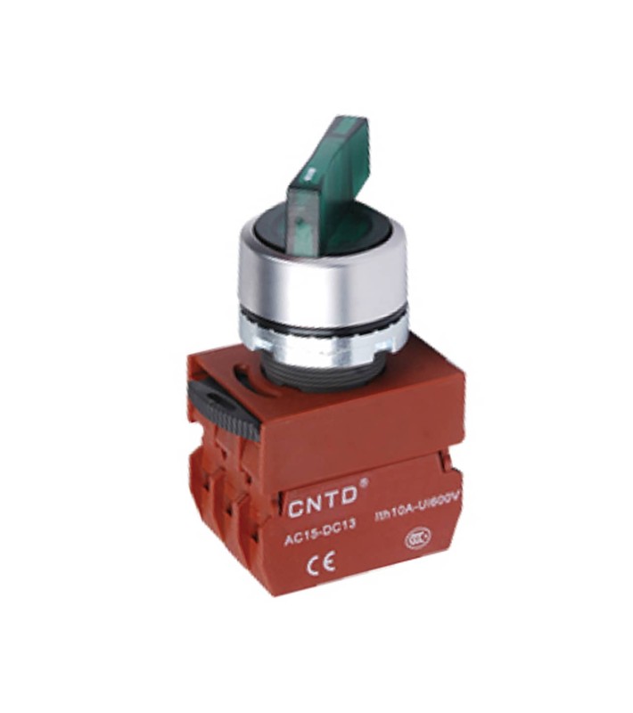Επιλογικός διακόπτης CNTD C2SIL-G Φ22 0-1 1NO πράσινος με λυχνία 230VAC