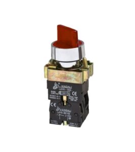 Επιλογικός διακόπτης KND BK2465 Φ22 0-1 1NO+1NC κόκκινος με λυχνία 230VAC
