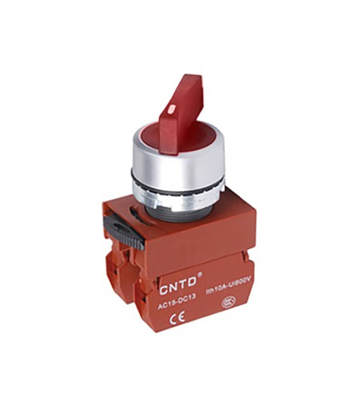 Επιλογικός διακόπτης CNTD C2SIL-R Φ22 0-1 1NO κόκκινος με λυχνία 24VAC/DC