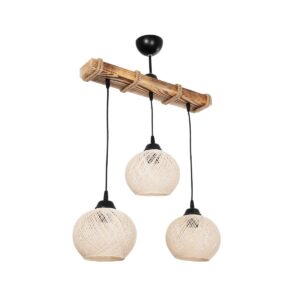 LUMA 201-0011 Vintage Κρεμαστό Φωτιστικό Οροφής με Ντουί 3 x E27 AC 220-240V IP20 - Μπεζ & Μαύρο - Μ55 x Π18 x Υ65cm