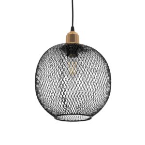 WIRE LE-201-0019 Μοντέρνο Κρεμαστό Φωτιστικό Οροφής με Ντουί 1 x E27 AC 220-240V IP20 - Μαύρο & Χρυσό - Μ25 x Π25 x Υ32cm